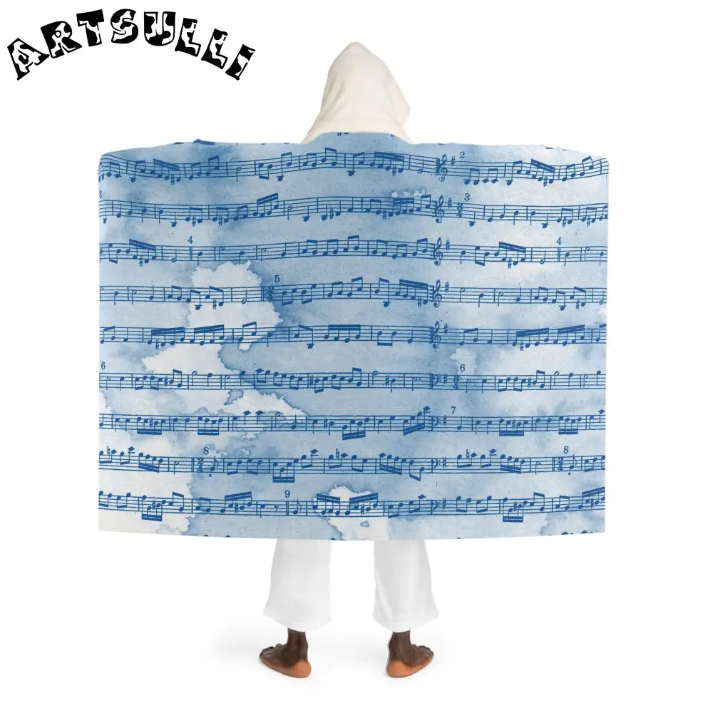 Music Note Sherpa Fleece Hooded Blanket, Artsulli - Art is Long, Life is Short, All Over Prints, , , , , , , 