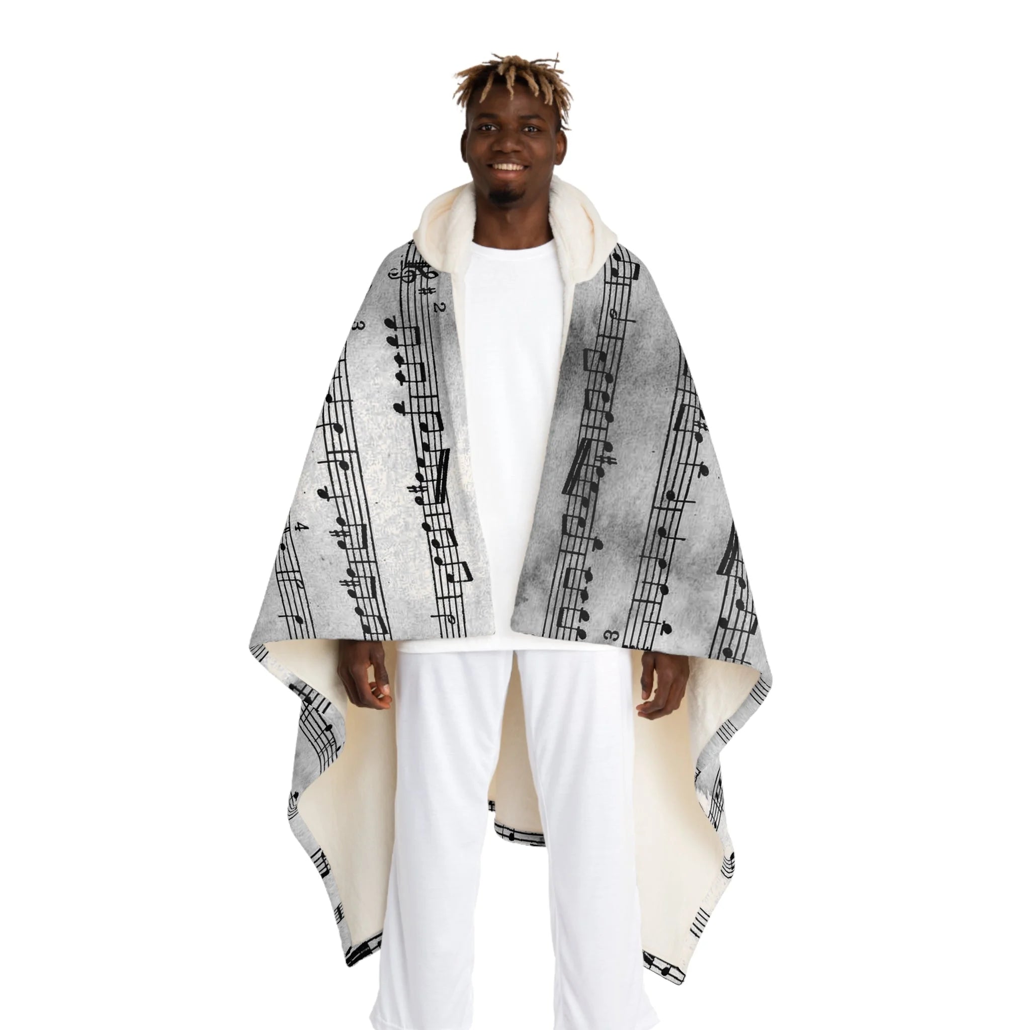 JAKKOUTTHEBXX Music Notes Hooded Sherpa Fleece Blanket 2025