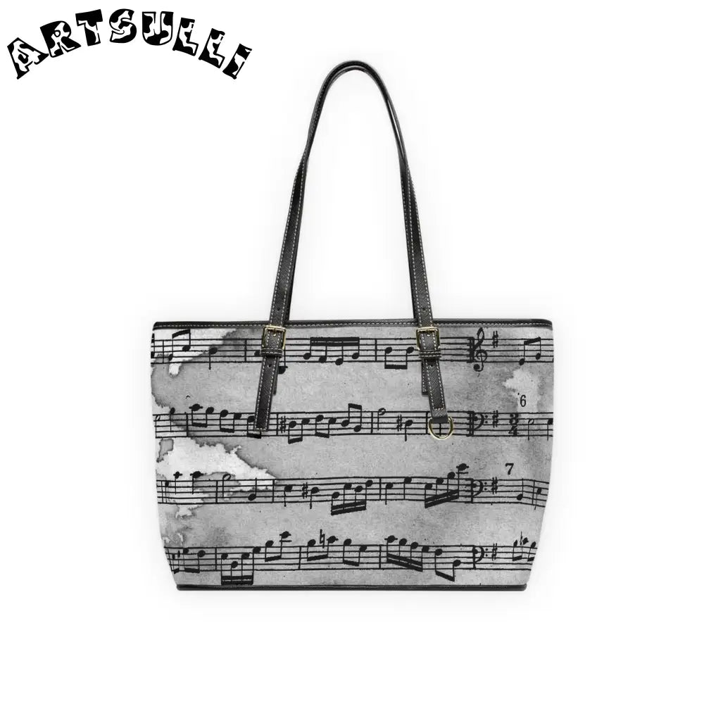 Music Sheet PU Leather Shoulder Bag, Artsulli - Art is Long, Life is Short, Bags, Size, 16" x 10", Color, Black, , , 17047737672088904911