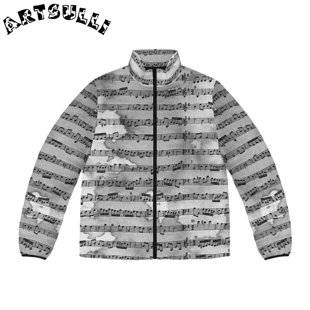 Musical Cloud Puffer Jacket with Quilted Lining, Artsulli - Art is Long, Life is Short, All Over Prints, Size, S, Color, Black zipper, , , 29305864782013862578
