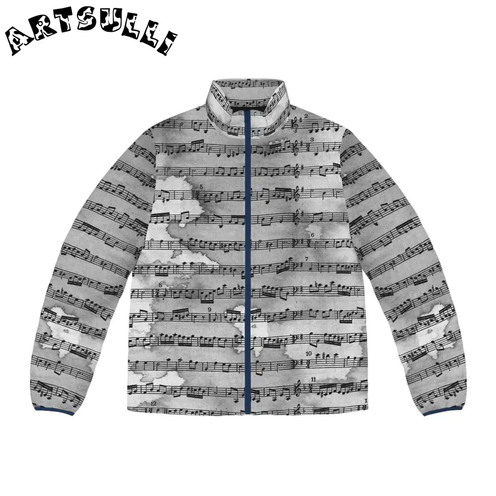 Musical Cloud Puffer Jacket with Quilted Lining, Artsulli - Art is Long, Life is Short, All Over Prints, Size, S, Color, Dark blue zipper, , , 11186288666194948196