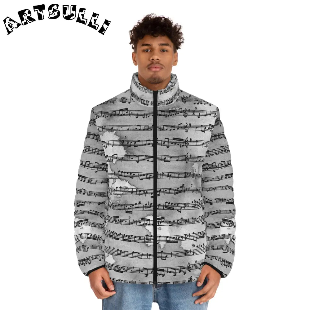 Musical Cloud Puffer Jacket with Quilted Lining, Artsulli - Art is Long, Life is Short, All Over Prints, , , , , , , 
