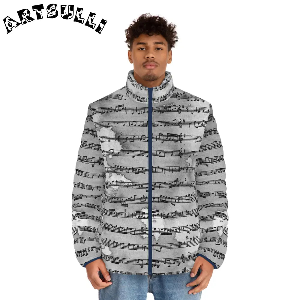 Musical Cloud Puffer Jacket with Quilted Lining, Artsulli - Art is Long, Life is Short, All Over Prints, , , , , , , 