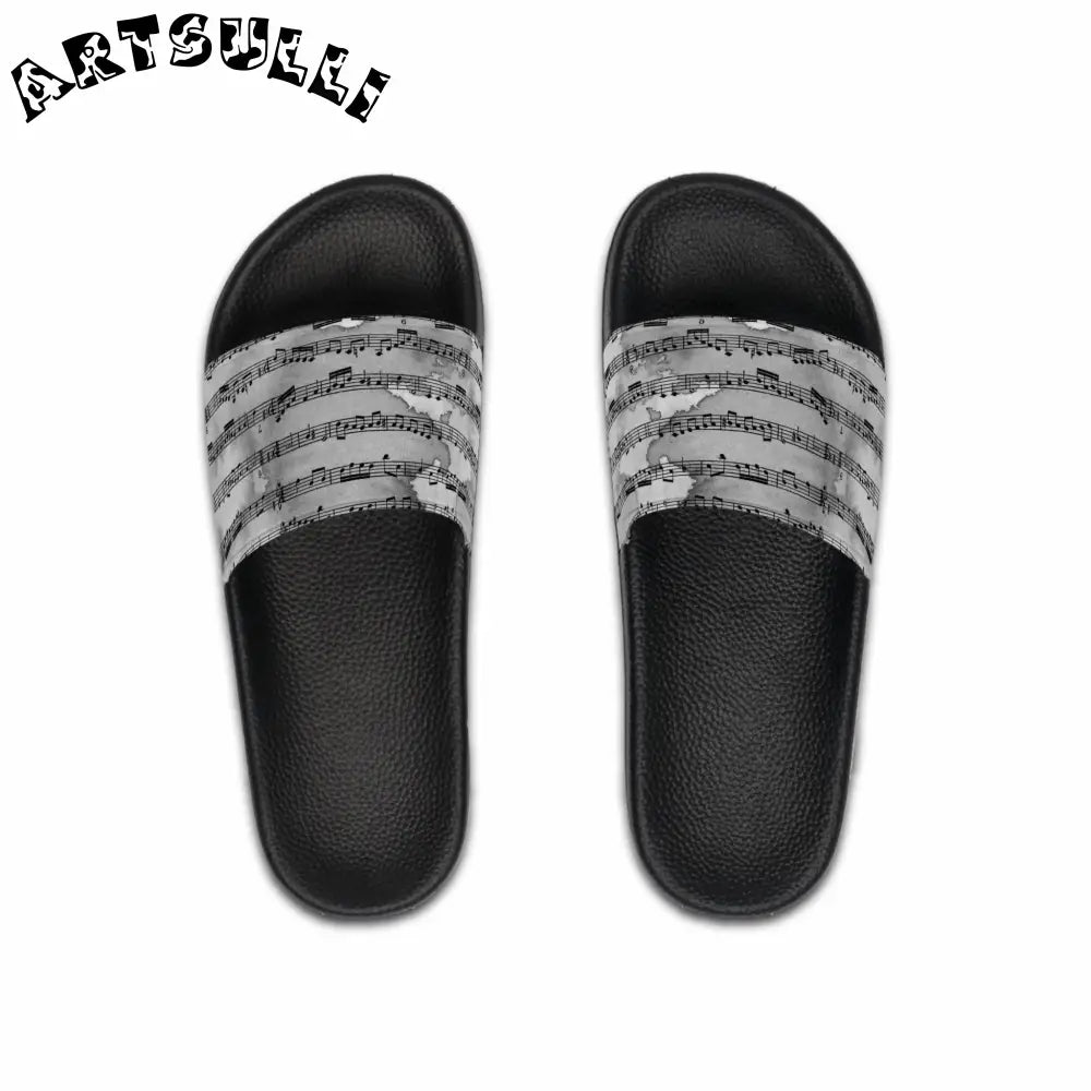 Musical Notation Slide Sandals, Artsulli - Art is Long, Life is Short, Shoes, Color, Black sole, Size, US 6, , , 57716903379540926077