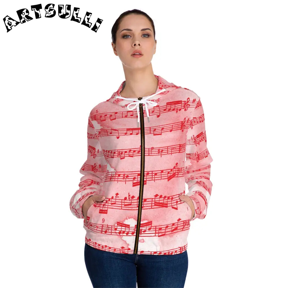 Musical Note Art Printed Zip Hoodie, Artsulli - Art is Long, Life is Short, All Over Prints, , , , , , , 