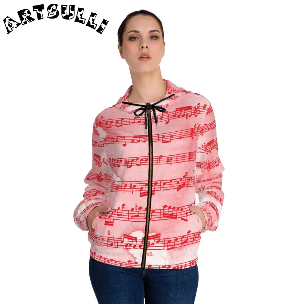 Musical Note Art Printed Zip Hoodie, Artsulli - Art is Long, Life is Short, All Over Prints, , , , , , , 
