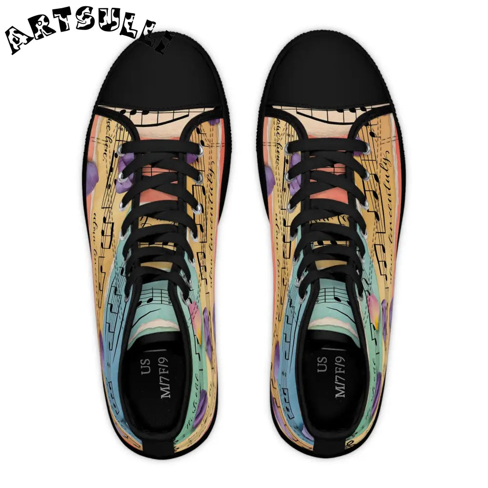 Musical Note High Top Canvas Sneakers, Artsulli - Art is Long, Life is Short, Shoes, , , , , , , 