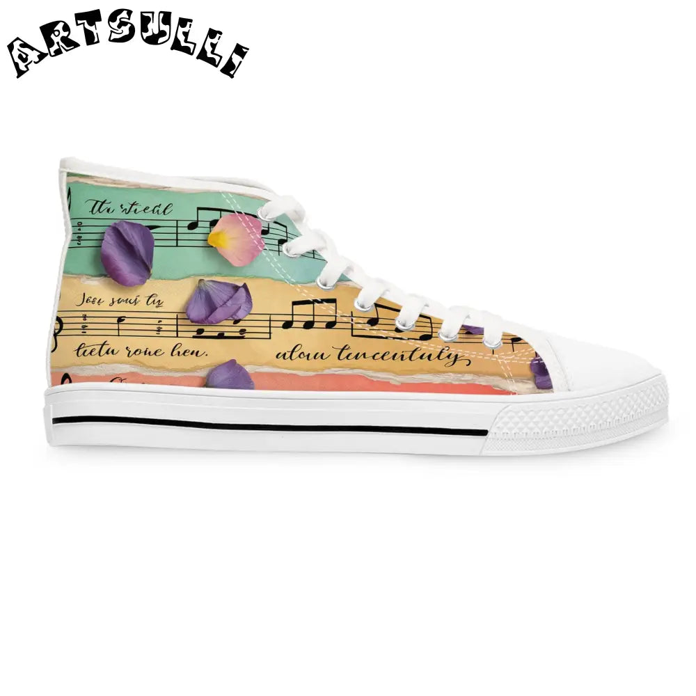 Musical Note High Top Canvas Sneakers, Artsulli - Art is Long, Life is Short, Shoes, , , , , , , 