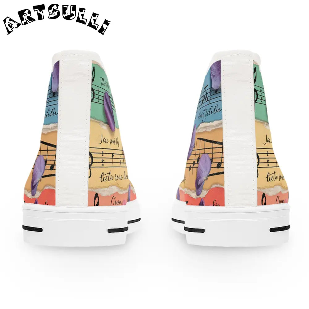 Musical Note High Top Canvas Sneakers, Artsulli - Art is Long, Life is Short, Shoes, , , , , , , 