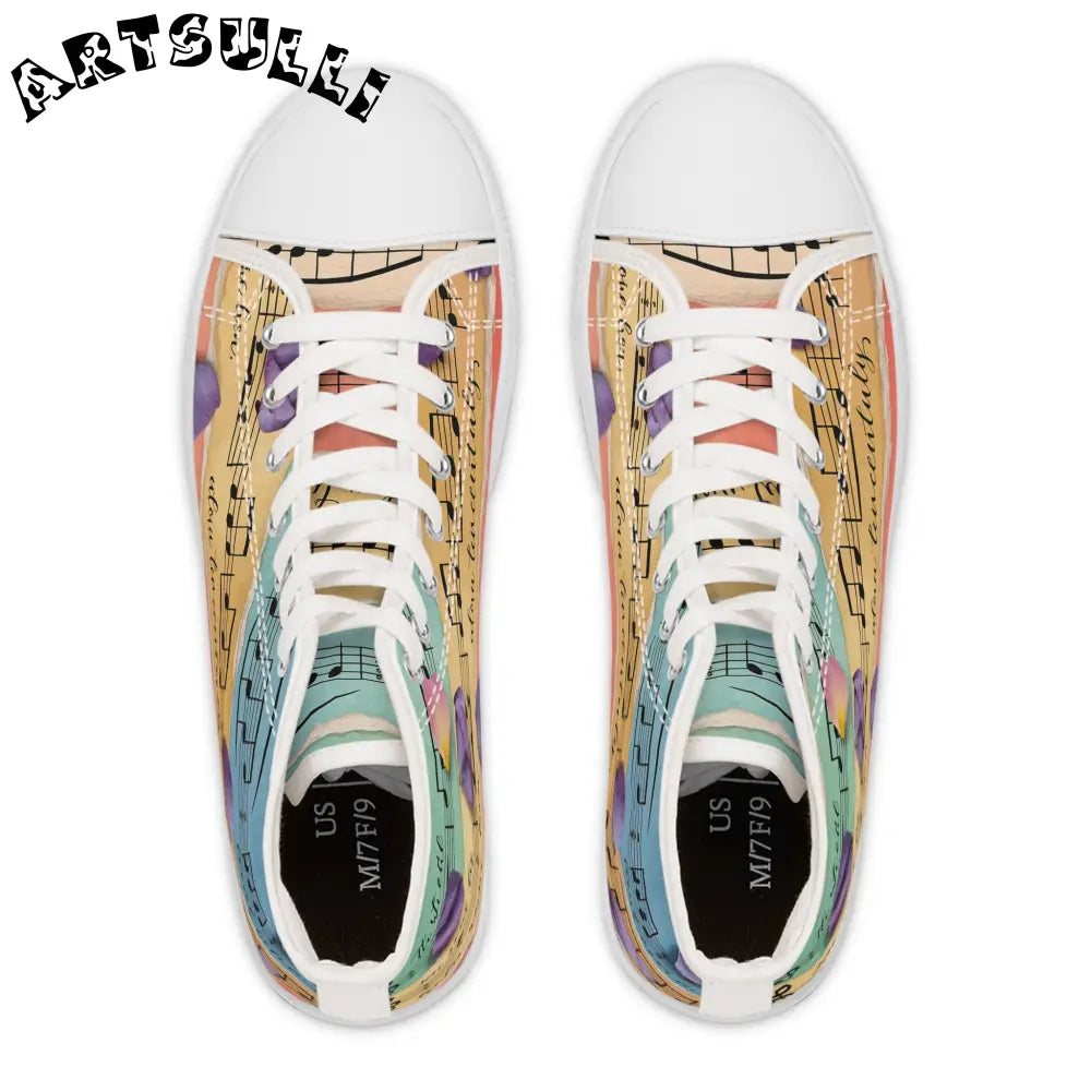 Musical Note High Top Canvas Sneakers, Artsulli - Art is Long, Life is Short, Shoes, , , , , , , 