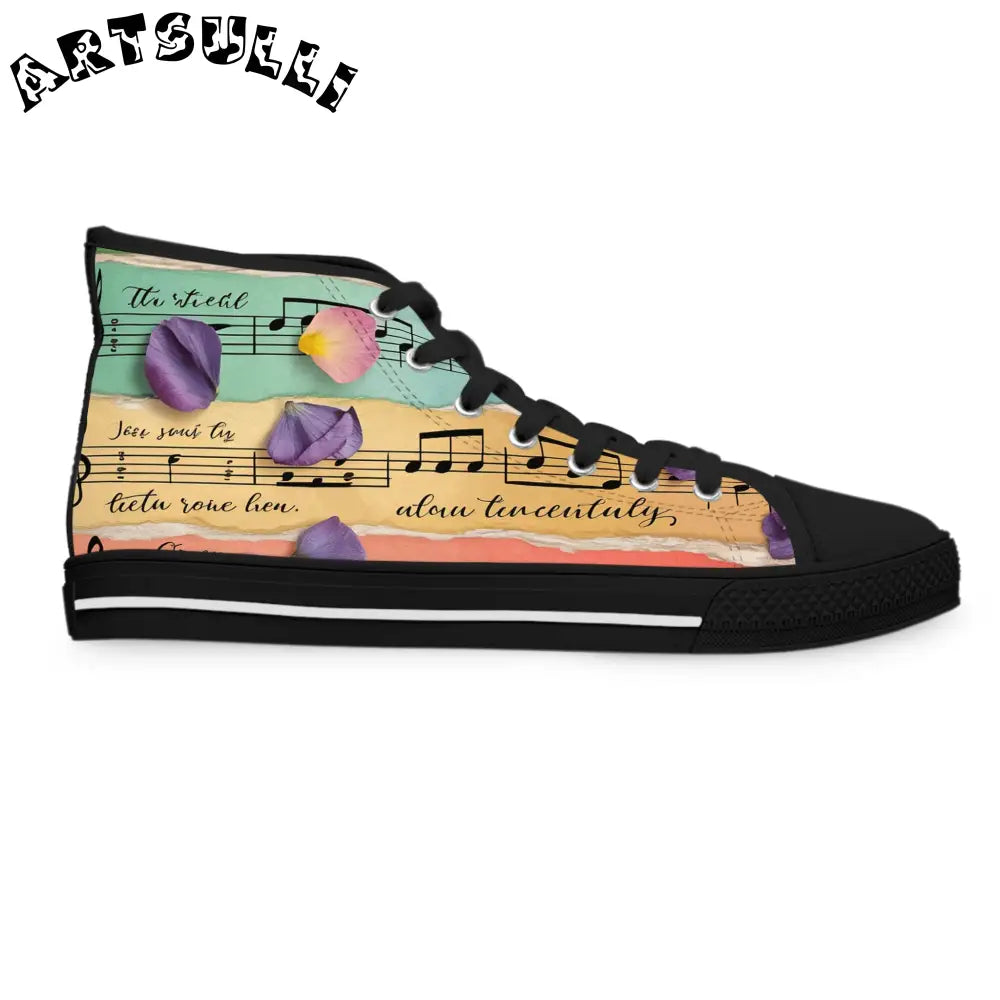 Musical Note High Top Canvas Sneakers, Artsulli - Art is Long, Life is Short, Shoes, , , , , , , 