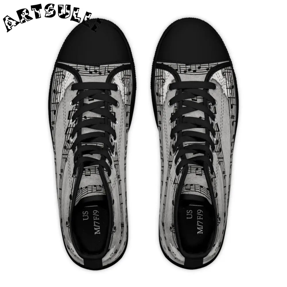 Musical Note High Top Sneakers, Artsulli - Art is Long, Life is Short, Shoes, , , , , , , 