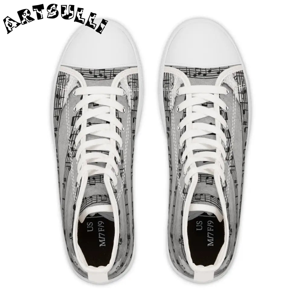 Musical Note High Top Sneakers, Artsulli - Art is Long, Life is Short, Shoes, , , , , , , 