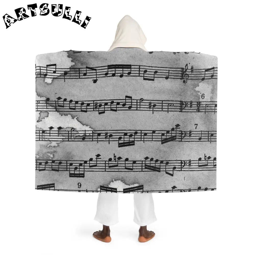 Musical Note Hooded Sherpa Fleece Blanket, Artsulli - Art is Long, Life is Short, All Over Prints, , , , , , , 
