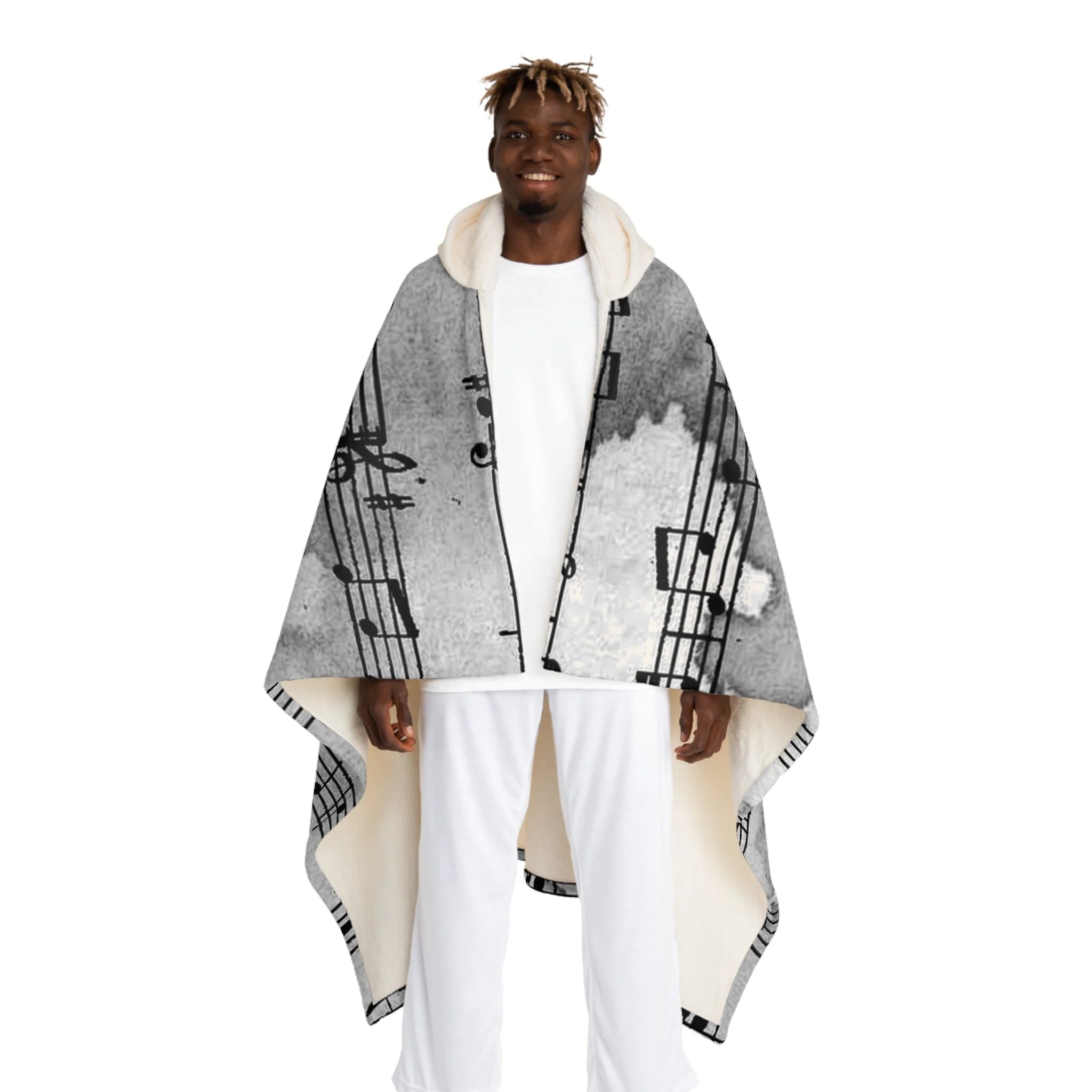 JAKKOUTTHEBXX Musical Note Hooded Sherpa Fleece Blanket 2025