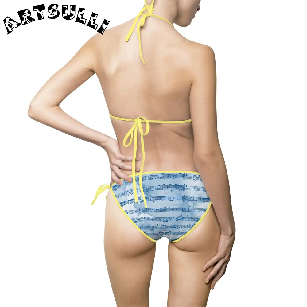 Musical Note Light Blue Bikini Swimsuit, Artsulli - Art is Long, Life is Short, All Over Prints, , , , , , , 
