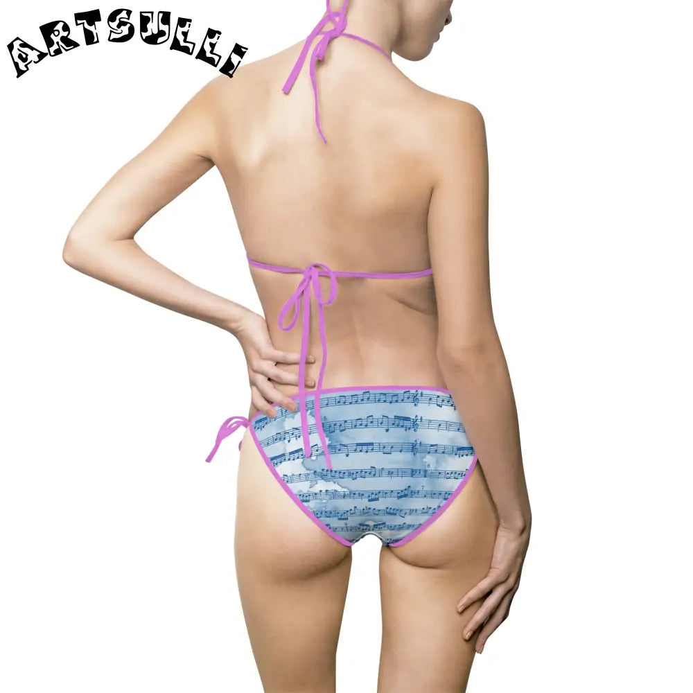Musical Note Light Blue Bikini Swimsuit, Artsulli - Art is Long, Life is Short, All Over Prints, , , , , , , 