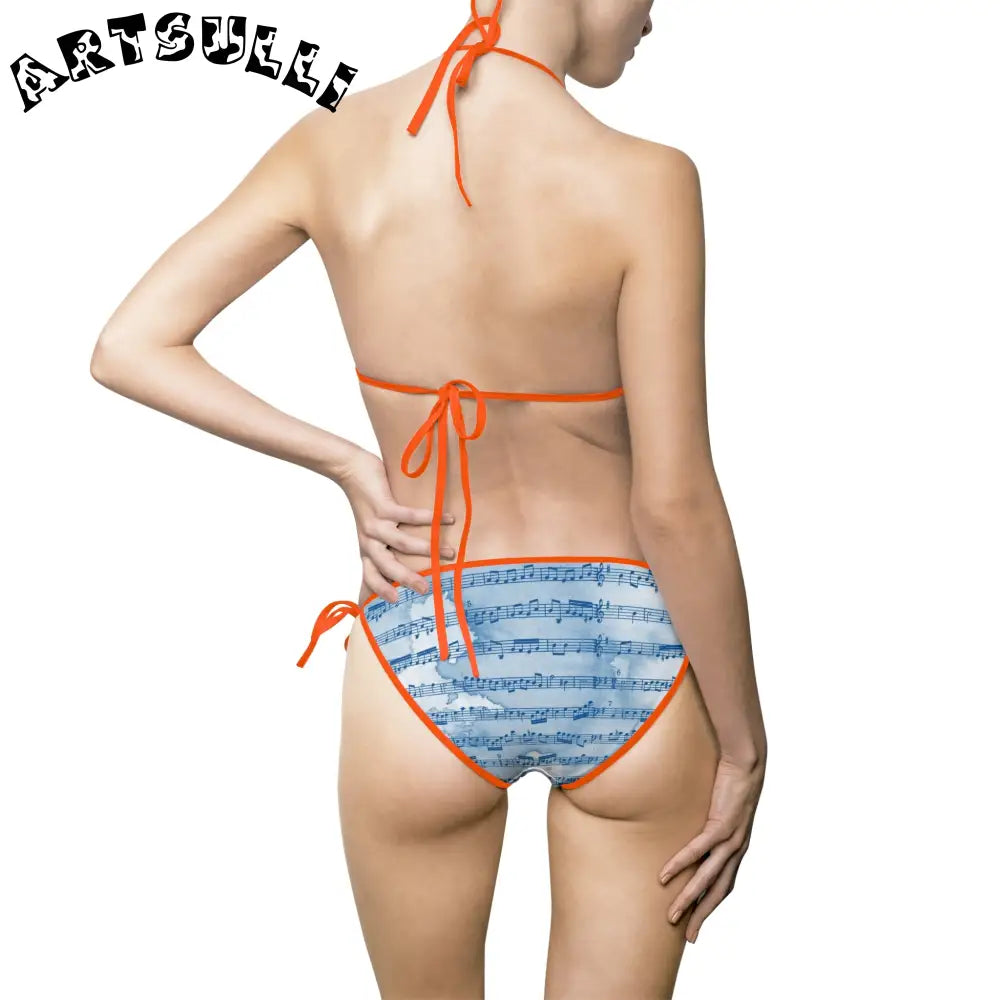 Musical Note Light Blue Bikini Swimsuit, Artsulli - Art is Long, Life is Short, All Over Prints, , , , , , , 