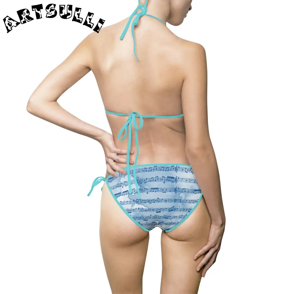 Musical Note Light Blue Bikini Swimsuit, Artsulli - Art is Long, Life is Short, All Over Prints, , , , , , , 