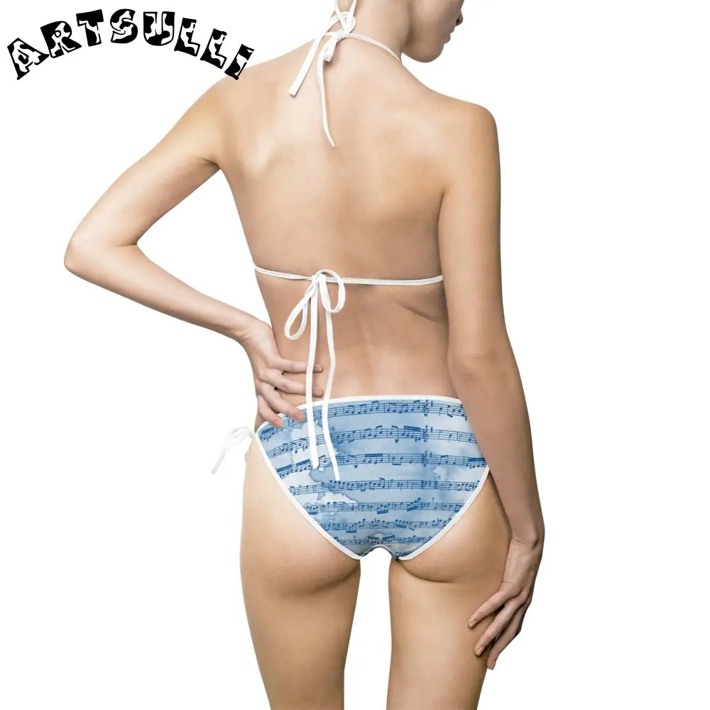 Musical Note Light Blue Bikini Swimsuit, Artsulli - Art is Long, Life is Short, All Over Prints, , , , , , , 