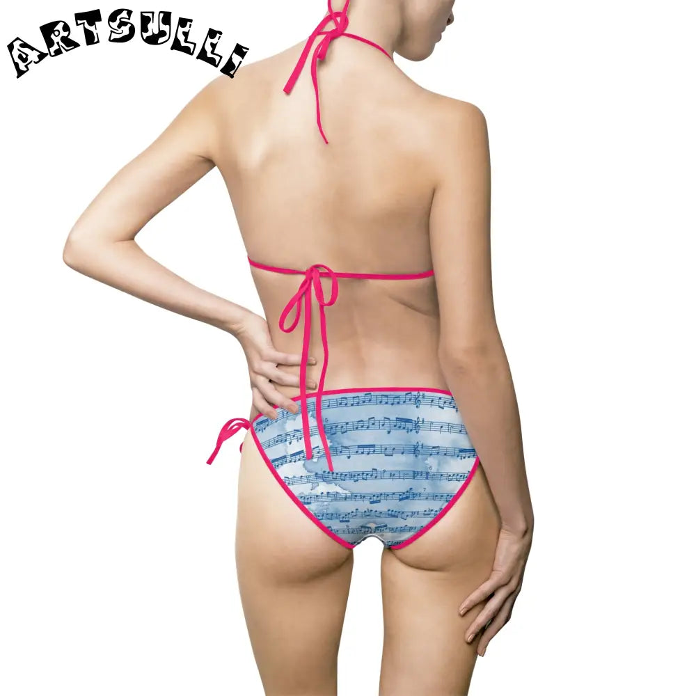 Musical Note Light Blue Bikini Swimsuit, Artsulli - Art is Long, Life is Short, All Over Prints, , , , , , , 