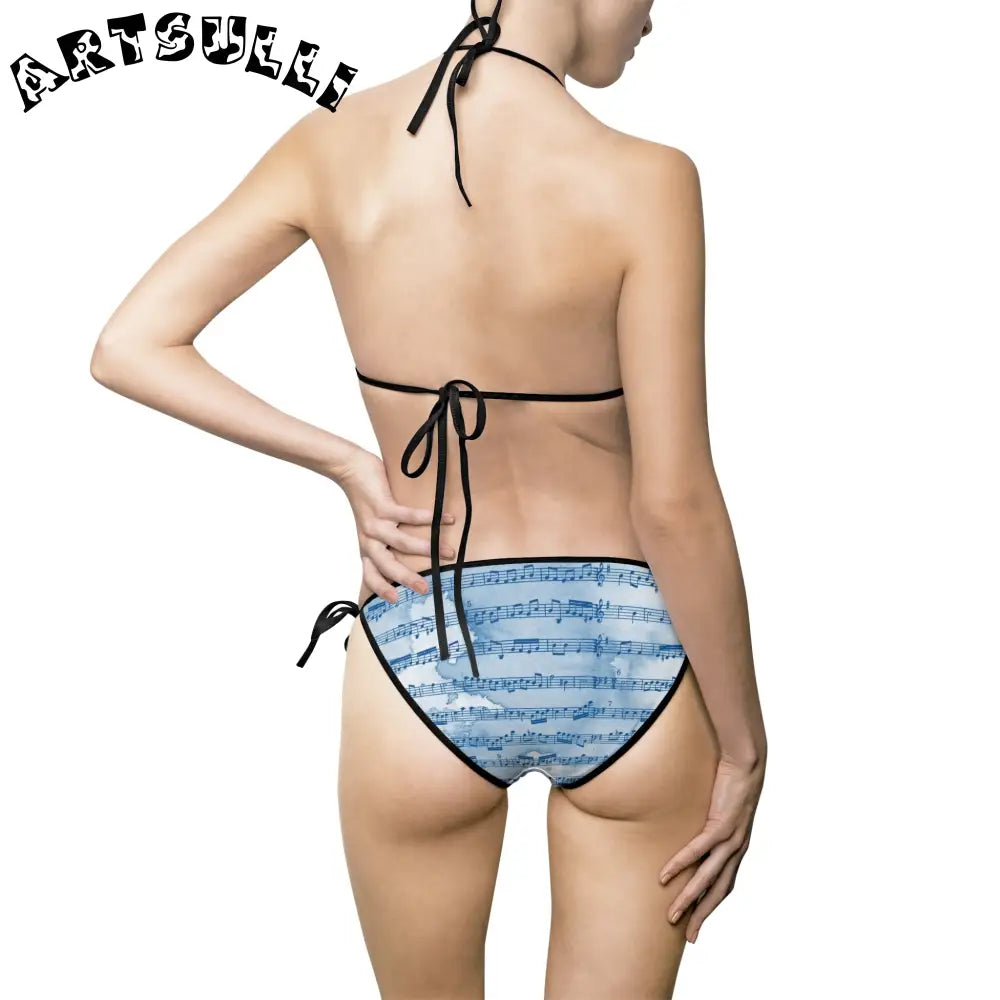 Musical Note Light Blue Bikini Swimsuit, Artsulli - Art is Long, Life is Short, All Over Prints, , , , , , , 