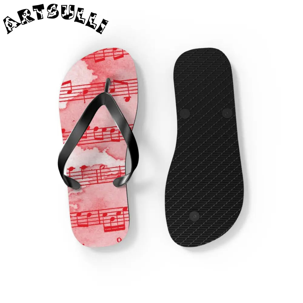 Musical Note Pink Flip Flops, Artsulli - Art is Long, Life is Short, Shoes, , , , , , , 