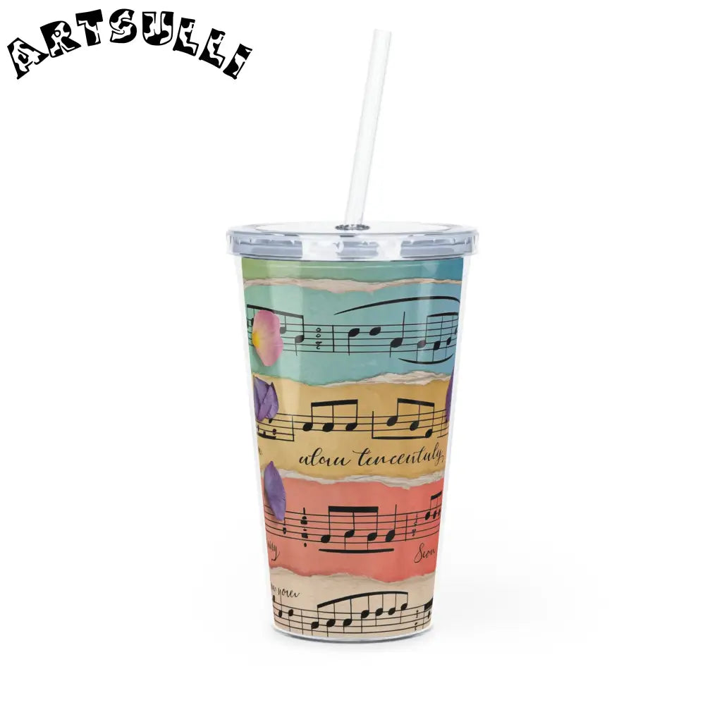 Musical Notes and Torn Paper Plastic Tumbler, Artsulli - Art is Long, Life is Short, Mug, Size, 20oz, Color, Transparent, , , 26924139770505930492
