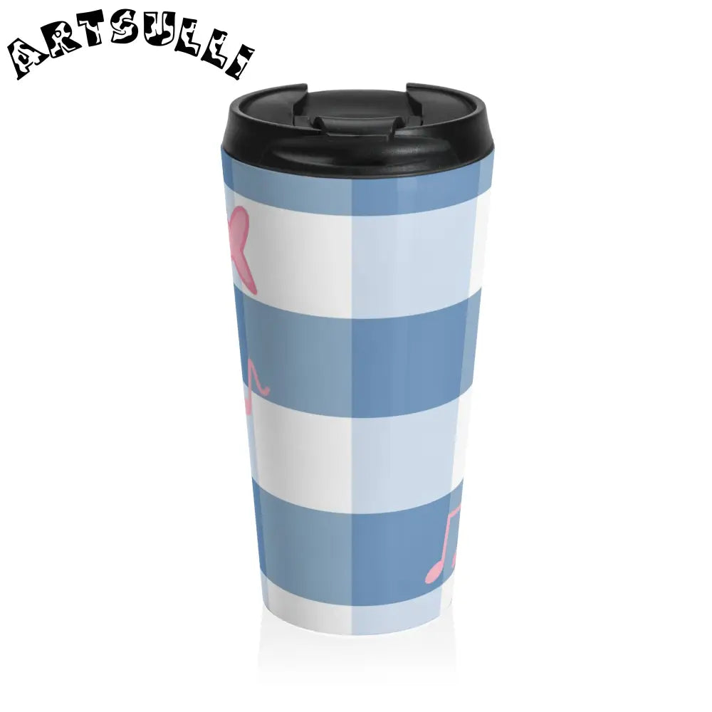 Musical Notes Checkered Stainless Steel Mug, Artsulli - Art is Long, Life is Short, Mug, Size, 15oz, , , , , 22195170125059202235