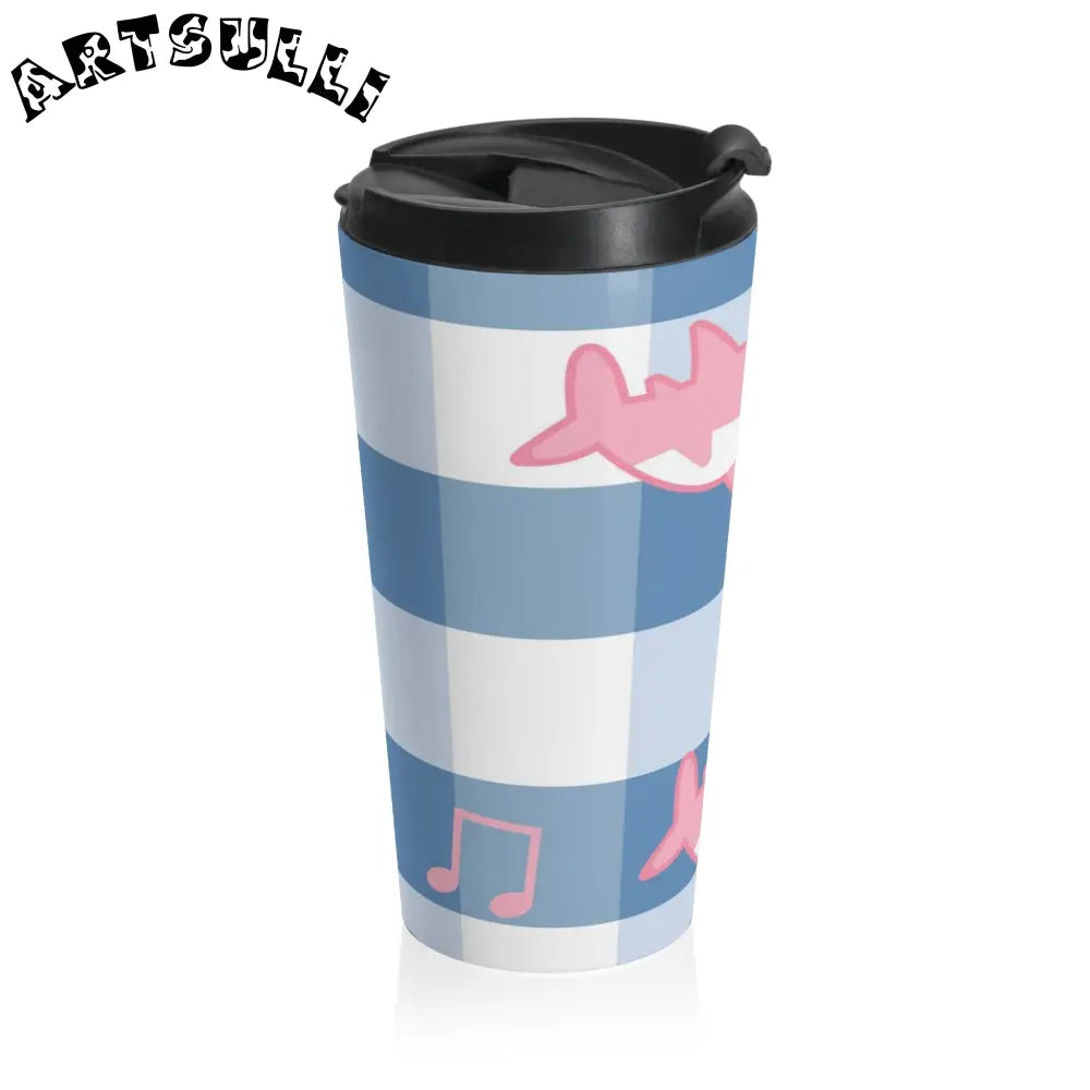 Musical Notes Checkered Stainless Steel Mug, Artsulli - Art is Long, Life is Short, Mug, , , , , , , 