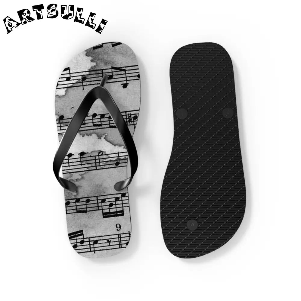 Musical Score Flip Flops, Artsulli - Art is Long, Life is Short, Shoes, , , , , , , 