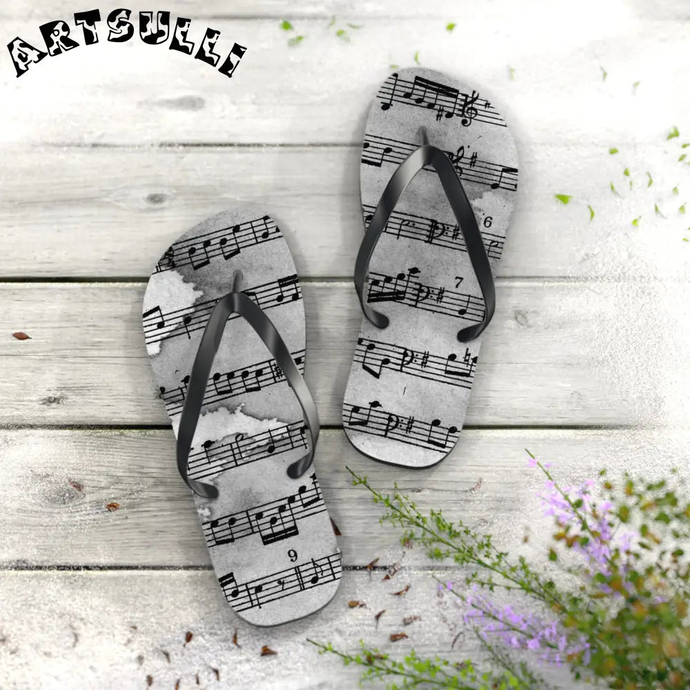 Musical Score Flip Flops, Artsulli - Art is Long, Life is Short, Shoes, , , , , , , 