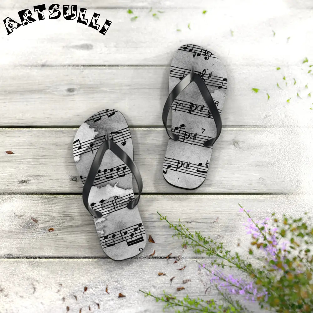 Musical Score Flip Flops, Artsulli - Art is Long, Life is Short, Shoes, , , , , , , 
