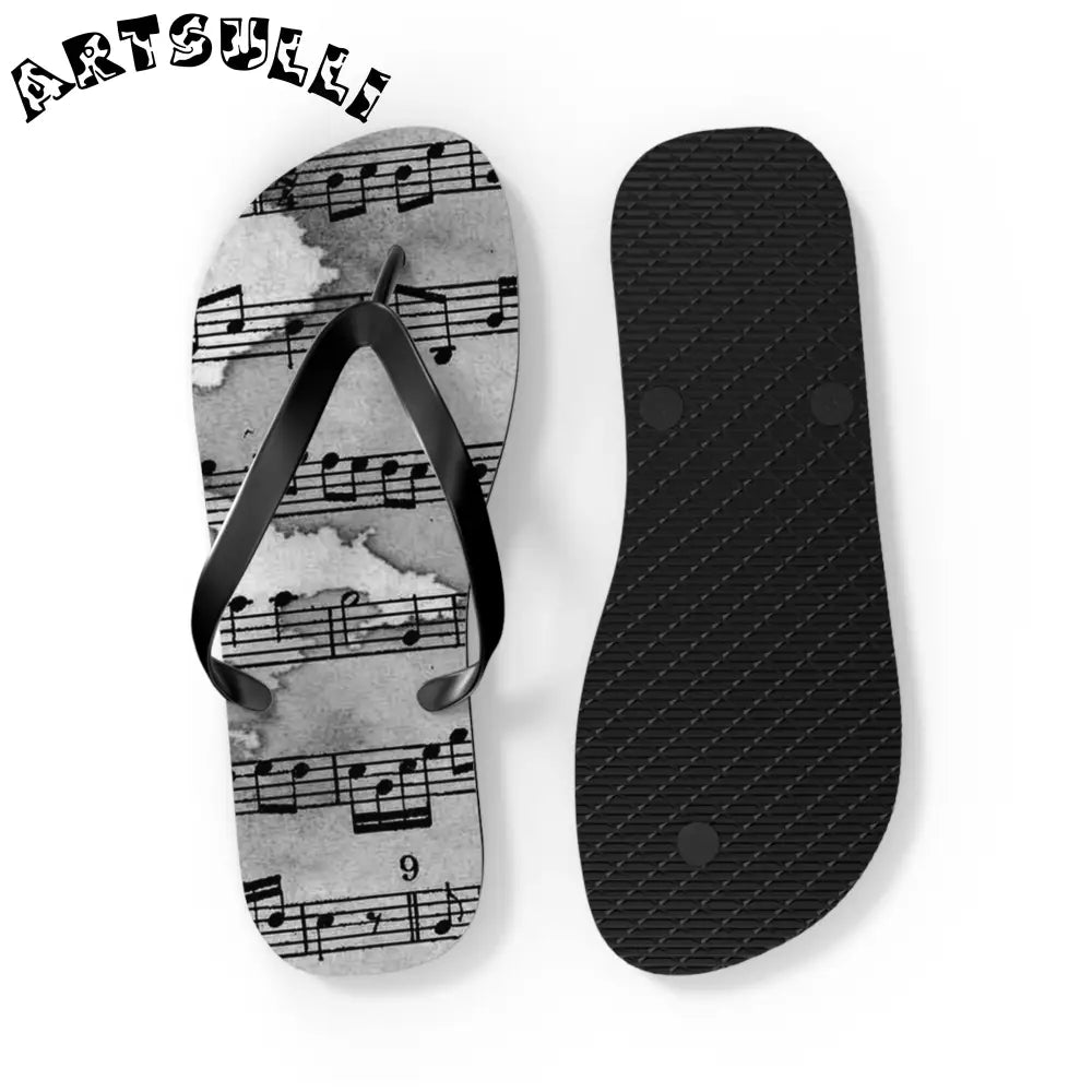 Musical Score Flip Flops, Artsulli - Art is Long, Life is Short, Shoes, , , , , , , 