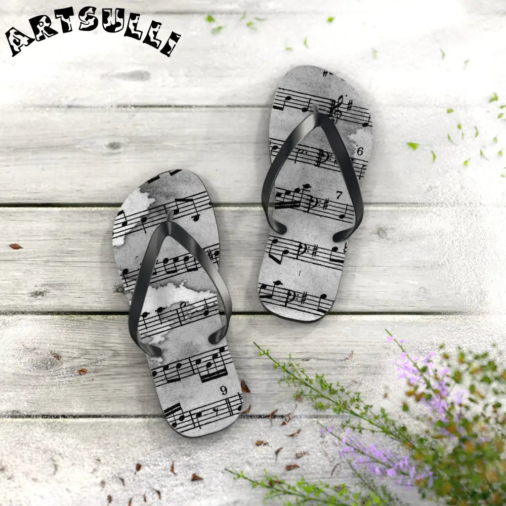 Musical Score Flip Flops, Artsulli - Art is Long, Life is Short, Shoes, , , , , , , 