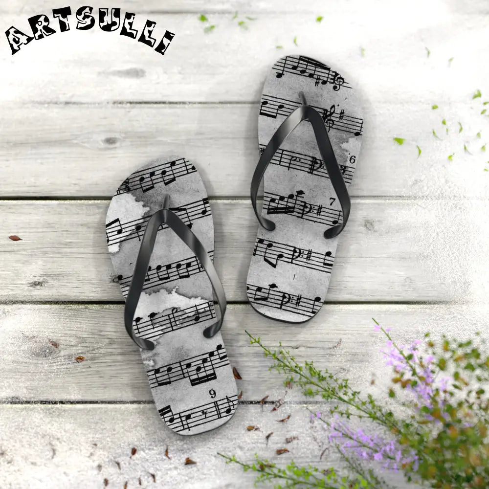 Musical Score Flip Flops, Artsulli - Art is Long, Life is Short, Shoes, , , , , , , 