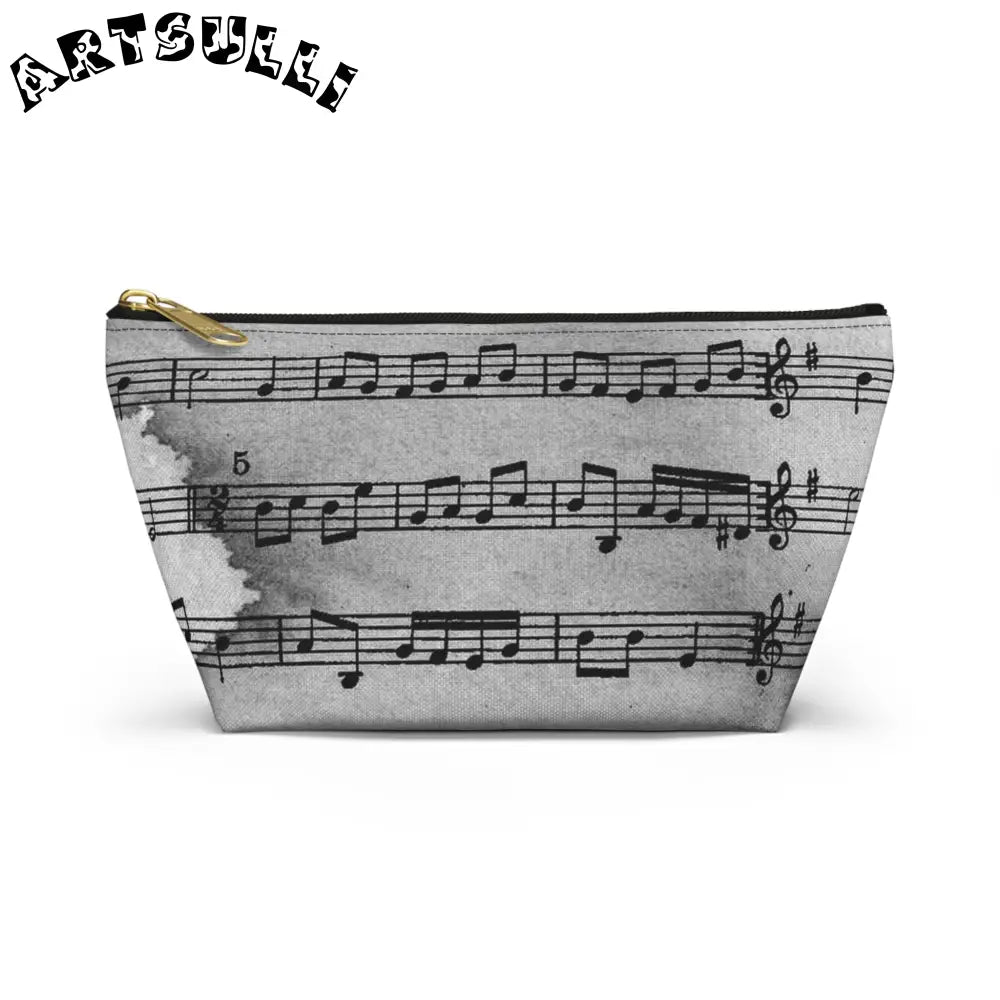 Musical Score Zipper Pouch, Artsulli - Art is Long, Life is Short, Bags, Size, Small, Color, Black zipper, , , 18427565057030099129