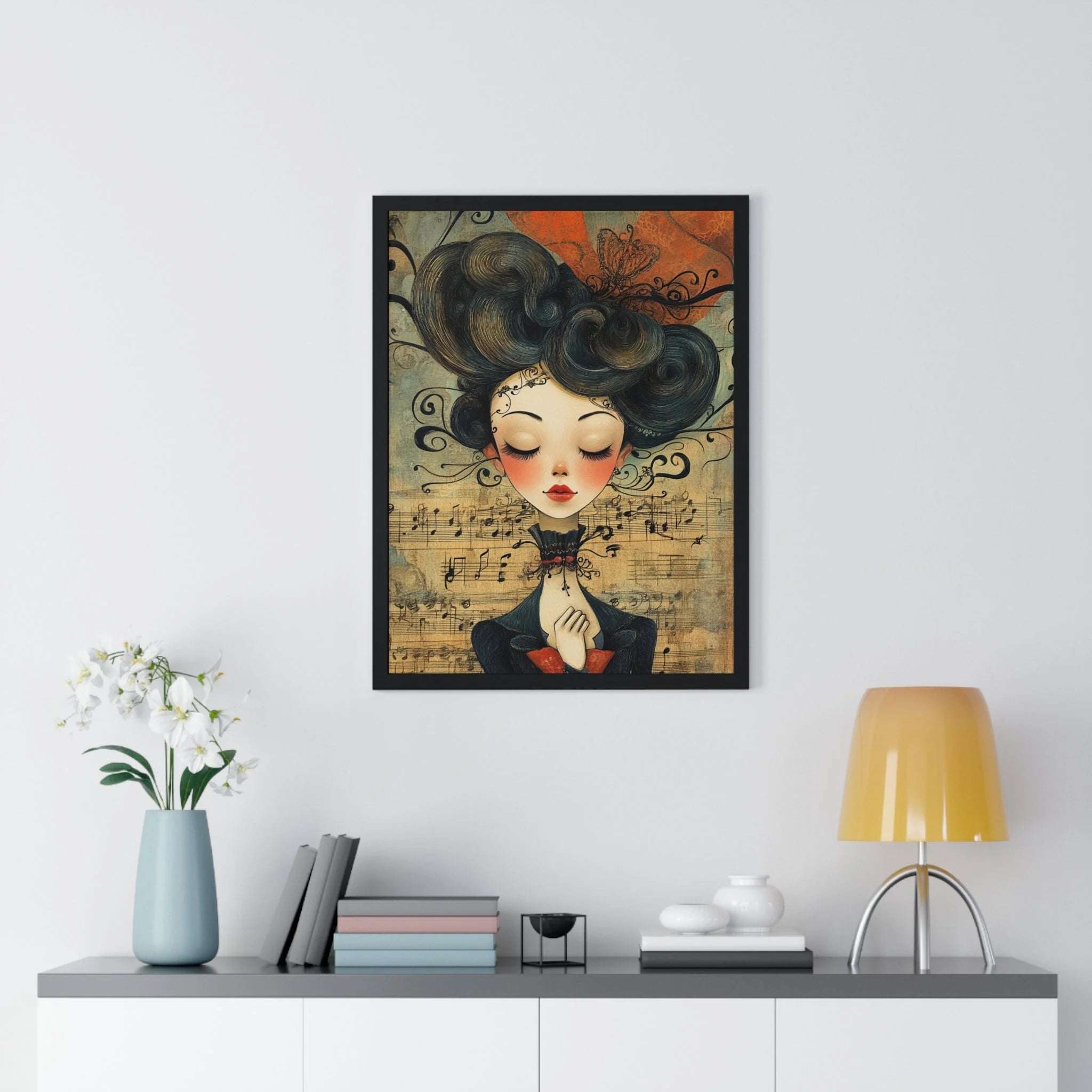 Buy The Best black framed poster whimsical illustration By Artsulli x Color Printify - Musical Serenity Framed Art Print - 2025