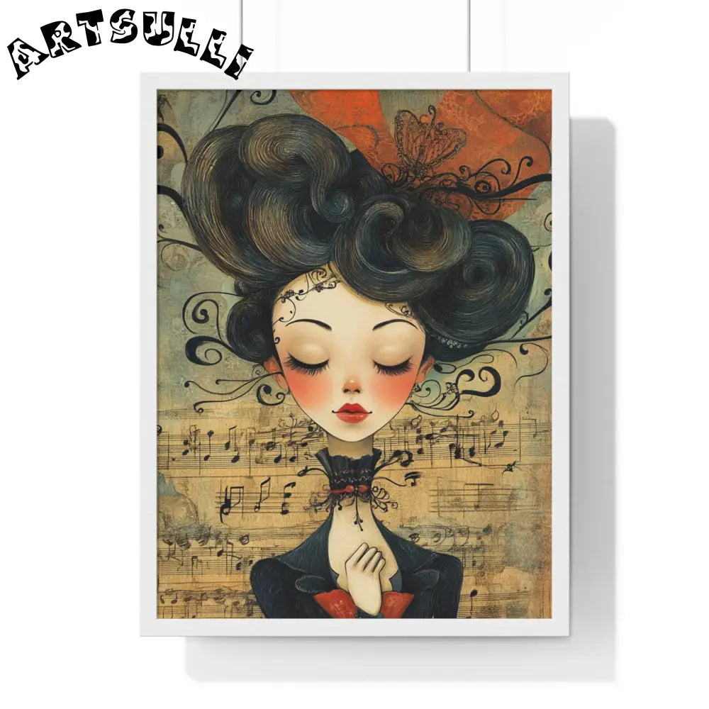 Musical Serenity Framed Art Print, Artsulli - Art is Long, Life is Short, Poster, Size, 18″ x 24″, Color, White, , , 84197324542365873047