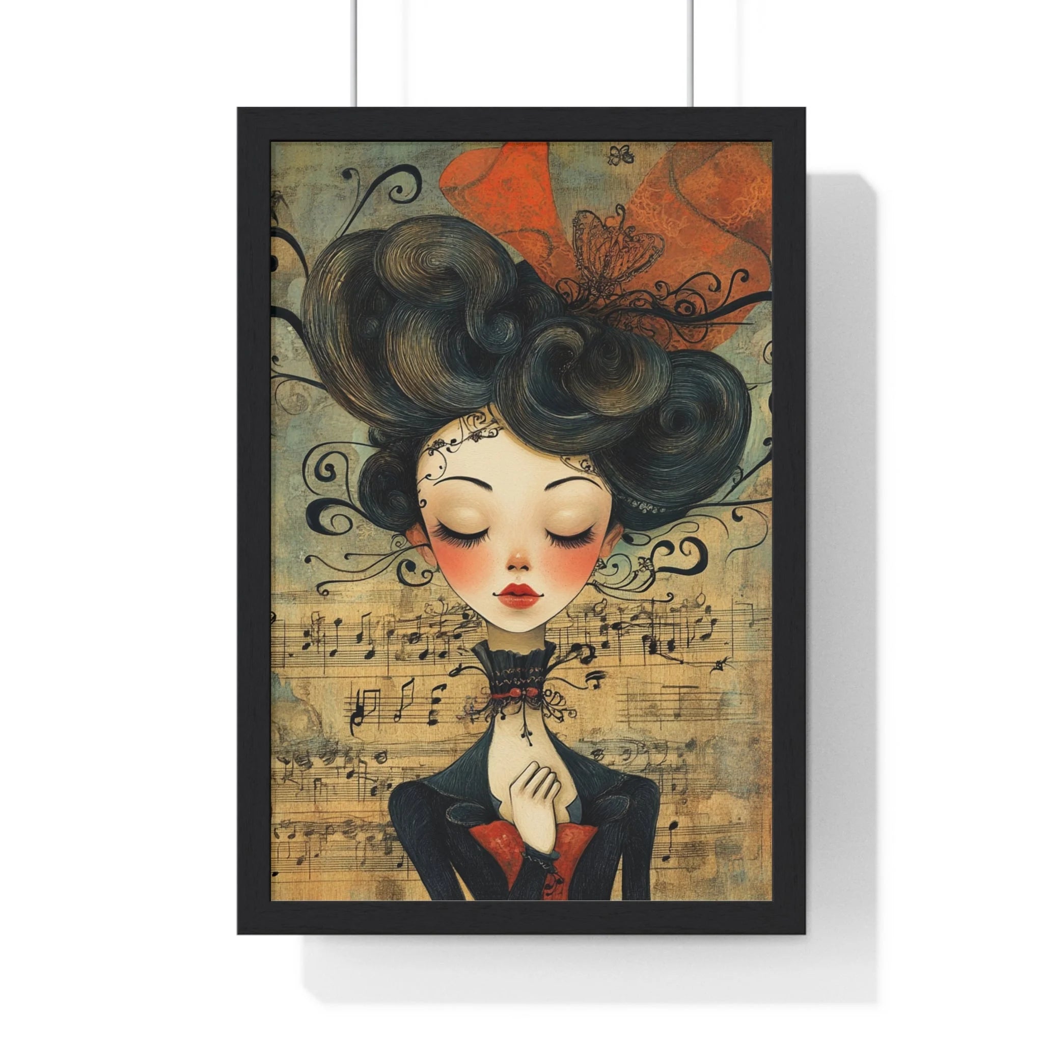 Buy The Best framed illustration woman elaborate hair By Artsulli x Color Printify - Musical Serenity Framed Art Print - 2025