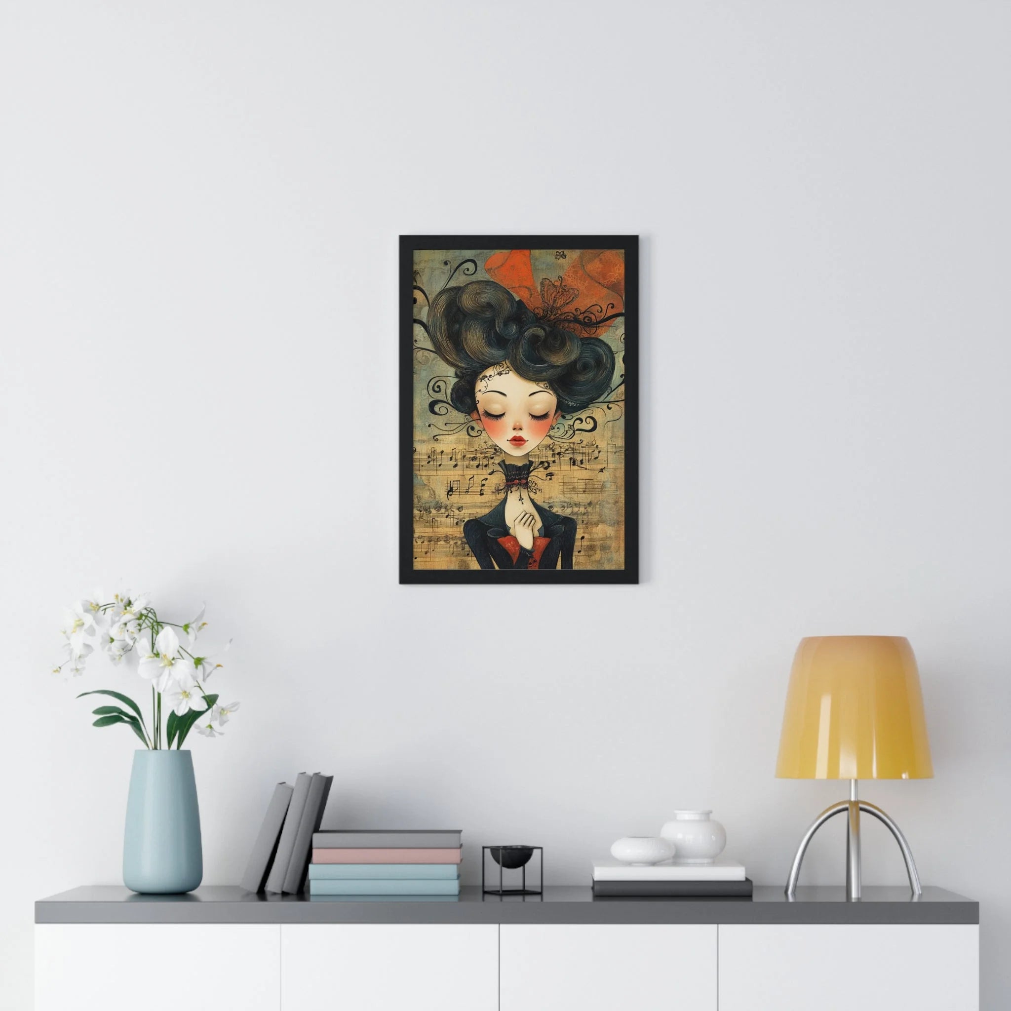 Buy The Best framed artwork whimsical illustration woman By Artsulli x Color Printify - Musical Serenity Framed Art Print - 2025