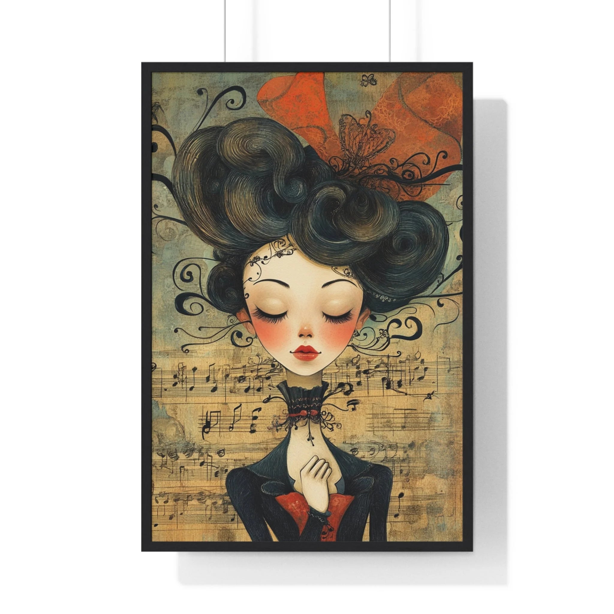 Buy The Best framed illustration woman intricate hair By Artsulli x Color Printify - Musical Serenity Framed Art Print - 2025