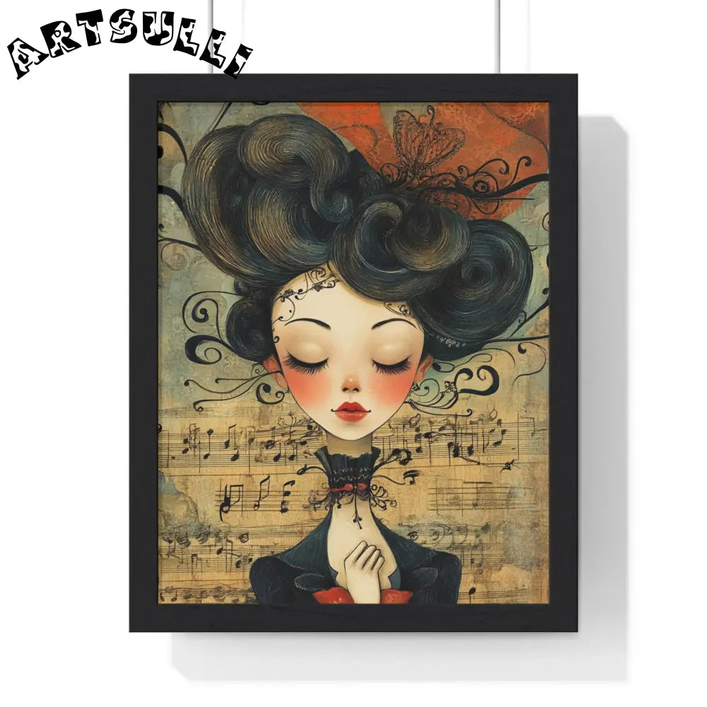 Musical Serenity Framed Art Print, Artsulli - Art is Long, Life is Short, Poster, Size, 11″ x 14″, Color, Black, , , 18829000143931773561