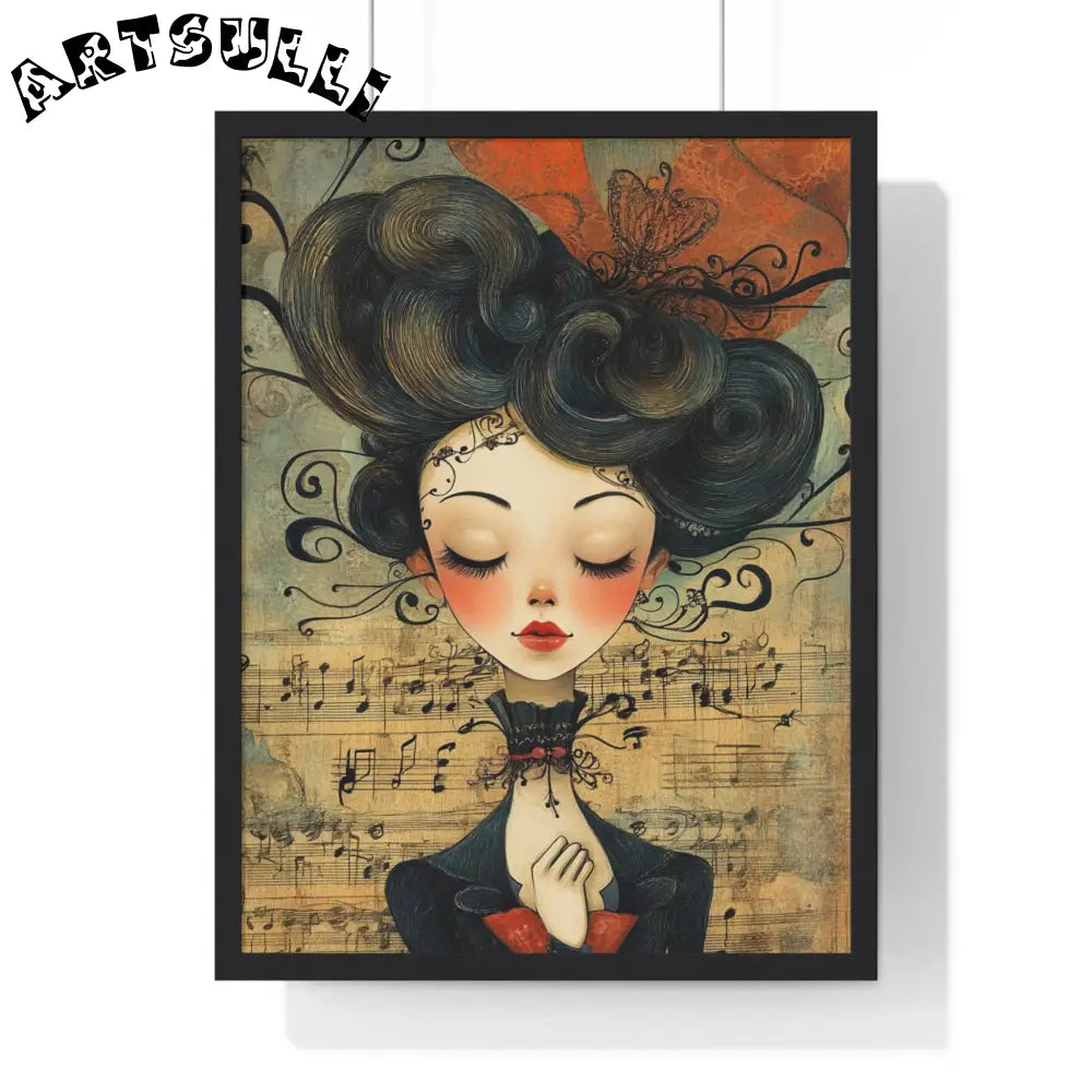 Musical Serenity Framed Art Print, Artsulli - Art is Long, Life is Short, Poster, Size, 18″ x 24″, Color, Black, , , 32221181949075500331