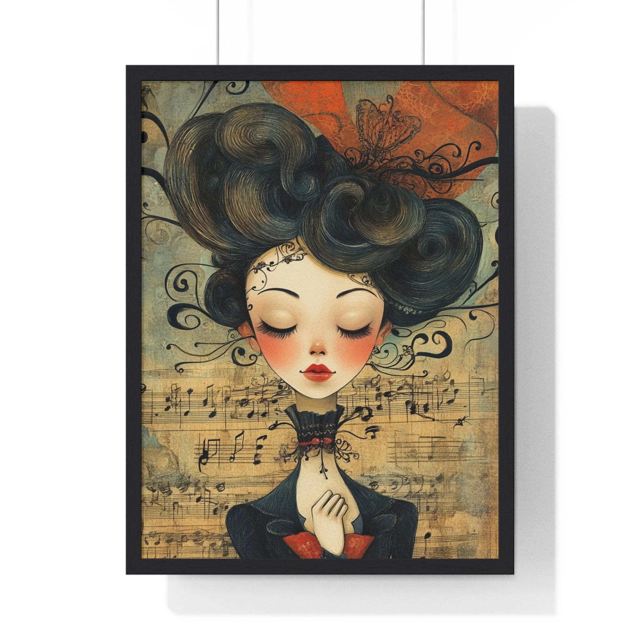 Buy The Best black framed poster musical notes By Artsulli x Color Printify - Musical Serenity Framed Art Print - 2025