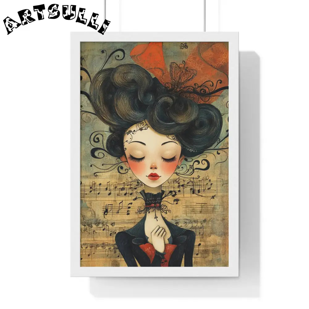 Musical Serenity Framed Art Print, Artsulli - Art is Long, Life is Short, Poster, Size, 12″ x 18″, Color, White, , , 27769430179813697957