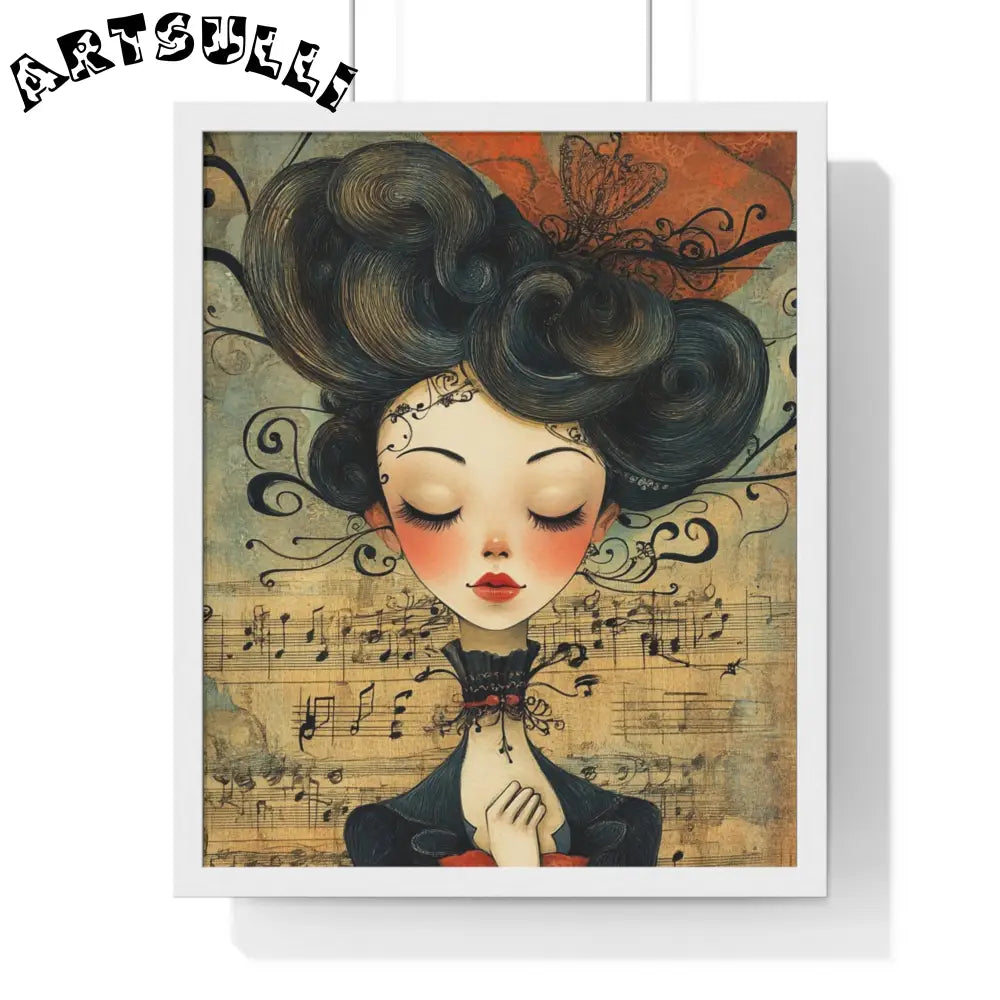 Musical Serenity Framed Art Print, Artsulli - Art is Long, Life is Short, Poster, Size, 16" x 20", Color, White, , , 16556031198730858857
