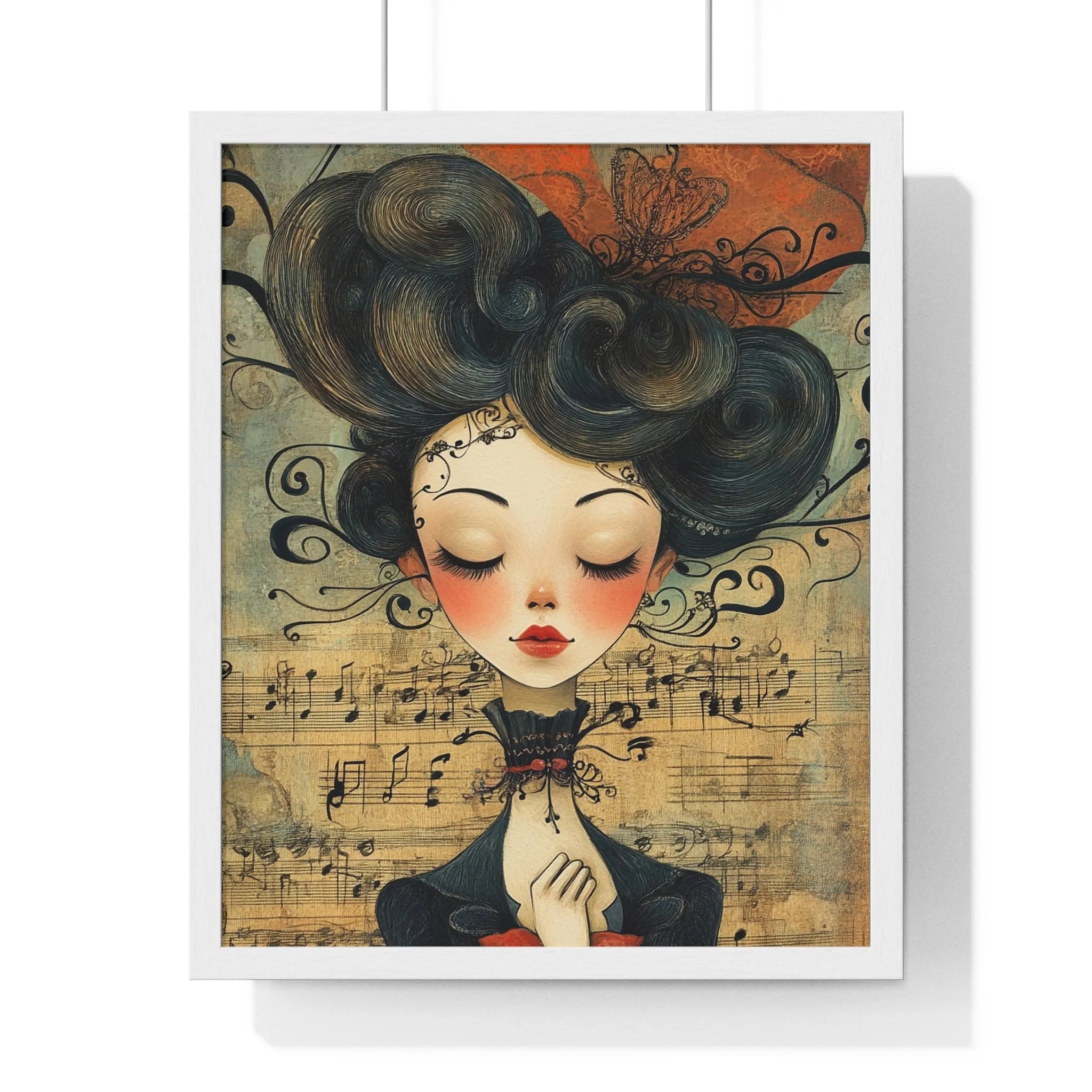 Buy The Best vintage-style music sheet card intricate By Artsulli x Color Printify - Musical Serenity Framed Art Print - 2025