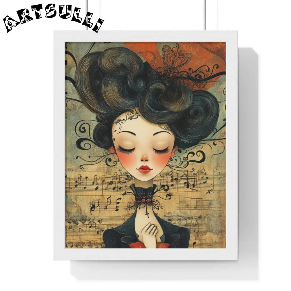 Musical Serenity Framed Art Print, Artsulli - Art is Long, Life is Short, Poster, Size, 11″ x 14″, Color, White, , , 55541995971116883534