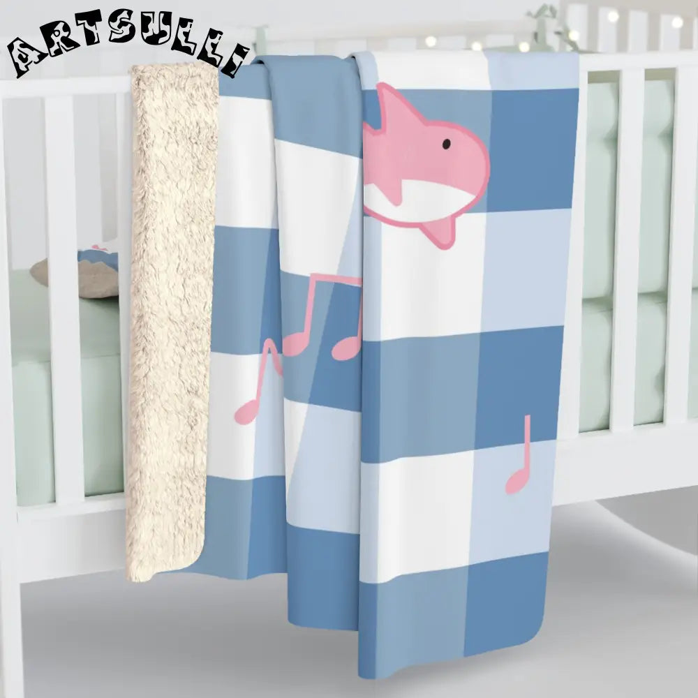 Musical Shark Art Printed Sherpa Fleece Blanket, Artsulli - Art is Long, Life is Short, Home Decor, , , , , , , 